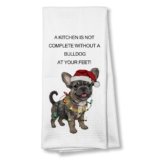 GTYNU Winter Christmas French Bulldog Gifts for Women Kitchen Towels Hand Towels 16×24,A Kitchen is NOT Complete Without Winter French Bulldog Decor Dish Towel Tea Towel for Bathroom Kitchen