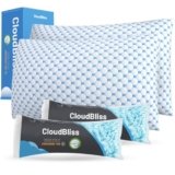 CloudBliss Shredded Memory Foam Pillow for Sleeping – Adjustable Cooling Pillow with Breathable Washable Cover, CertiPUR-US Certified, 1 Pack Queen Size for Side/Back/Stomach Sleepers