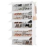 SONGMICS Scarpiera, Scaffale Modulare a 10 Scomparti per 40 Paia di Scarpe da Ingresso, con Sportelli, Telaio in Acciaio e Ripiani in Plastica, Camera da Letto, Bianco Nuvola LPC035W02