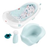 Fisher-Price™ Baby to Toddler Bath 4-in-1 Sling ‘N Seat Tub with Removable Infant Support and 2 Toys, Pacific Pebble