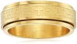 Amazon Essentials Steeltime Men’s 18k Gold Plated Our Father Prayer Spinner Band Ring,Yellow,6, (previously Amazon Collection)