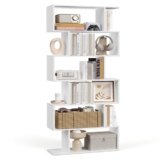 VASAGLE Scaffale a 6 Ripiani, Libreria, 24 x 70 x 191,6 cm, Divisorio per Stanza, Organizzatore a Cubi, Stile Moderno, per Soggiorno, Camera da Letto, Ufficio, Bianco LBC61WT