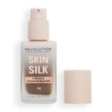 Revolution Beauty London, Skin Silk Serum Foundation, Light to Medium Coverage, Lightweight & Radiant Finish, Contains Hyaluronic Acid, F15 Deep Skin Tones, 0.77 fl oz