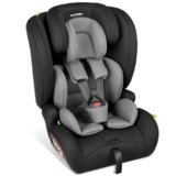 tectake® Seggiolino Auto Bambini i-Size, Omologato ECE R129, Cintura a 5 Punti, Seggiolino Auto ISOFIX e Top Tether, Size 76 cm to 150 cm, Max 36 kg, Poggiatesta Bimbi Regolabile – GrigioScuro/Nero