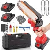 Mini Motosega Batteria Elettrica Sega – 800W Motoseghe per Potatura Taglio Legno e Giardini seghetto Elettrico con Motori Brushed, 2 Potatore Batterie 6″ Minisega Elettrosega Tagliarami Model 030