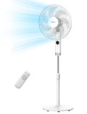 Midea MFS400R0APW Ventilatore a Piantana 50W Ventilatore Silenzioso con Display LED Telecomando Ventola a 7 Pale Oscillazione Grande 8H Timer 3 Livelli di Velocità