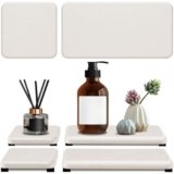 4PCS Water Absorbing Stone Tray, Quick Drying Diatomite Stone Sink Tray, Water Absorbent Stone Coasters for Bathroom Counter, Kitchen Soap Dish Holders Toothbrush Holders in Modern Home