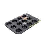 Zanetti, Stampo 12 Muffins, Teglia Muffin in Carbon Steel 35×26.5×2.6 cm, Rivestimento Antiaderente, Colore Nero, Spessore 0,4 mm