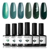 Modelones Smalto Semipermanente Unghie Verde Glitter 6 Colori Hema-free Gel Nail Art French Kit