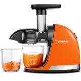 AMZCHEF Estrattore Frutta e Verdura – Estrattore Di Succo A Freddo – Masticazione Delicata Non C’è Bisogno Di Filtrare – Estrattore Di Succo Senza BPA con Due Tazze e Pennello -Arancione