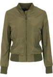 URBAN CLASSICS Giubbotto Bomber da Donna con Polsini a Coste, Giacca a Vento Leggera, Giubbottino Bomber a Maniche Lunghe con Cerniera e Tasche, Colore: Olive, Taglia: S