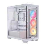 CORSAIR 3500X RS-R ARGB Case PC Mid-Tower Panoramico – 3 Ventole RS120-R ARGB Preinstallate, Compatibile con Fino a 10 Ventole da 120 mm, Scheda Madre con Connessione Inversa Compatibile – Bianco