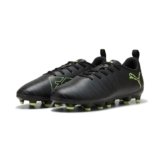 Puma Future 8 Play Fg/AG JrSoccer – Scarpe Unisex per Bambini, Puma Nero Fizzy Verde Chiaro Terreno, 5 UK