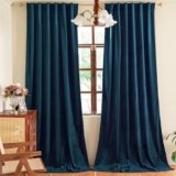 YOFUN 96 inches 2 Panels, Navy Blue Blackout Luxury Velvet Curtains Thermal Insulated Heat Block Soundproof Window Panels Soft Drapes for Bedroom Living Room, Rod Pocket & Back Tab, W52 x L96