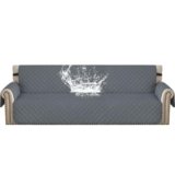 YSTELLAA 100% Impermeabile Copridivano 4 Posti Con Braccioli, Copridivano Antigraffio Gatto Cane, Estivo Copridivani Trapuntato Con Tasche, Salvadivano Antiscivolo Antimacchia, Grigio Scuro