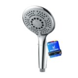 GRIFEMA COMPLENTO-G803 Manopola Doccia Grande (G1 / 2 pollici, Diametro 120 mm), Soffione Doccia con 5 modalità Spray, Argento/Cromo