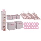 Delta Children Nursery Storage 48 Piece Set – Easy Storage/Organization Solution – Keeps Bedroom, Nursery & Closet Clean, Infinity Pink