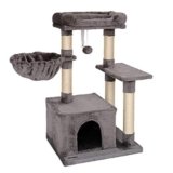lionto Tiragraffi per Gatto Albero Tiragraffi Gatto Gioco Giocattolo Gatti Altezza 85 cm, Grigio Scuro