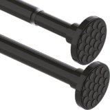 Bastone per Tenda a Pressione Asta Tenda Telescopica Bastone Tenda Doccia senza Foratura Estensibile con Molla, Nero(85-155cm Φ32 mm)