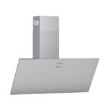Klarstein Silver Lining – Cappa Aspirante Inclinata a Parete, Classe Energetica A, Ricircolo o Scarico, 3 Livelli, Touch, Display LED, Acciaio Inox, 568 m³/h, 90 cm, Argento