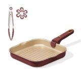 CAROTE 10 Inch Titanium Reinforced Nonstick Grill Pans for Steak, Non-Stick Grill Pans Sets with Detachable Handle, PFOS, PFOA Free, Gas & Induction Safe, All Stovetops Compatible, Burgundy