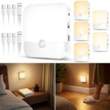 daphomeu 6Pezzi Luce LED Ricaricabile con Sensore di Movimento – Luce Sottopensile Cucina LED, Luce Notturna Senza Fili per Interno, Ideale per Cucina, Armadi, Corridoi e Scale