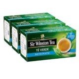 Sir Winston Tea, Tè Verde Deteinato, 60 Filtri (3 Confezioni da 20 Filtri), Gusto Ricco, Ideale in Ogni Momento, Senza Lattosio, Glutine e Allergeni, Vegan