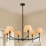 Haolaike 39 Inch Boho Chandelier Light Fixture 6 Lights Adjustable Large Hand Woven Rattan Rustic Black Pendant Lights Farmhouse Hanging Light Fixture for Dining Room Kitchen
