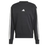 adidas Homme Essential Three Stripes French Terry Sweatshirt, Black/White, XL