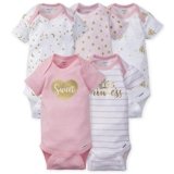 Gerber Baby Girls 5-Pack Short Sleeve Variety Onesies Bodysuits Princess Arrival 3-6 Months
