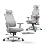 Newtral MAGICH-PRO Sedia Ufficio Ergonomica con Poggiapiedi, Sedia Scrivania Poltrona Bracciolo Poggiatesta Regolabile, Ergonomic Office Chair Oscillazione 96-136° (MAGICH-PRO, Grigio)