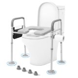 Auveach Rialzo WC per Anziani con Braccioli 7 Livelli di Altezza Regolabile Rialzo Bidet Comoda WC Alzawater per Disabili Incinta Anziani con Piedini Antiscivolo, Portata 150 Kg