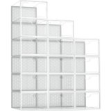 Pinkpum 15 Pack X-Large Shoe Storage Boxes Fit US Size 11, Shoe Organizer for Closet Clear Plastic Stackable Shoe Dispaly Case Holder Bins, Sneaker Storage for Sneakerheads White for Home and Family