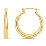 Gacimy 14K Gold Plated Hoop Earrings for Women 14k Real Gold Plated, Chunky 14K Gold Plated Hoops with 925 Sterling Silver Post Thick Hypoallergenic Medium Yellow Earrings Hoops 25mm