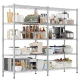 Himimi Scaffalature da Garage Robuste a 5 Ripiani, 180Lx45Px183A cm, Unità di Scaffalature Metalliche a Filo Regolabili, Scaffale Rack di Stoccaggio Grande Capacità per Garage Dispensa Cucina, Argento