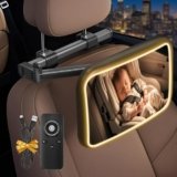 Specchietto Retrovisore Bambini Specchio Auto Bambino con Luce Specchio Retrovisore Bambino 360° Orientabili e Infrangibile Specchio Macchina Neonati Sedile Posteriore Ampio e Chiaro (B)