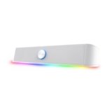 GXTrust 1619W Rhox Soundbar PC Illuminata RGB, 12W Casse PC Stereo Speaker con Illuminazione Regolabile, Alimentazione USB, Jack 3.5 mm, Altoparlanti per Computer Laptop TV, Bianco