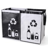 BeBesta Recycle Waste Bin Bags for Kitchen，Home Trash Sorting Bins Organizer Baskets，Waterproof Baskets Compartment Container-New Black&White 2PCS