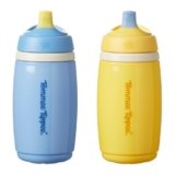 Tommee Tippee Tazza Termica con Beccuccio Flessibile, 266 ml, Borraccia Anti-goccia dai 12 Mesi, con Strato Isolante per Mantenere Fresche le Bevande, Colori Azzurro e Giallo, confezione da 2