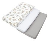 Medi Partners Lenzuola Lettino Set 3 Neonato 60×120-100% Cotone Lenzuolo con Angoli Culla Coprimaterasso fitted Materassino Sheet Letto Bambino Lenzuolino (Safari-Bianco-Grigio)