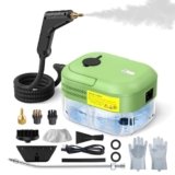 2200W Pulitore a Vapore, 1200 ML Pulitore a Vapore Portatile con 8 Accessori Tubo Flessibile Rinforzato, Riscaldamento 20 Secondi, Steam Cleaner per Cucina, Auto, Pavimento