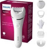 Philips Epilator Series 8000, dispositivo di epilazione Wet & Dry cordless per gambe e corpo con 6 accessori, rifinitore ed esfoliante corpo, modello BRE715/00
