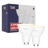 Trust WiFi GU10 Lampadina Smart, Lampadina LED Compatibile con Alexa e Google Nest, Lampadina Dimmerabile, Hub non Necessario, 2.4GHz Lampada WiFi, Faretto LED Bianca, Luce Fredda e Calda – 2 Pezzi