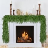Blutato 9 FT Artificial Norfolk Pine Garlands, Realistic Christmas Greenery Garland for Mantel, Table, Stairs, Indoor Outdoor Winter Holiday Decor, Faux Pine Garland, 1 Pc, 9FT