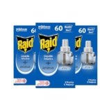 Raid Liquido Elettrico tripla ricarica, efficace contro Zanzare Tigre e Zanzare Comuni 60 Notti, 3 Confezioni da 36 ml