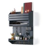 HEKFL Key Holder, Wall Mounted Mail Organizer, Keys Holder on Wall with 9 Key Hooks, Gray