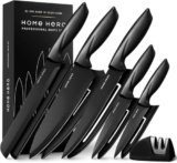 Home Hero Coltelli da Cucina – Acciaio Inox – Set Coltelli da Cucina Professionali – Coltelli da Tavola e Utensili Cucina (11 pezzi con Guaina – Nero)