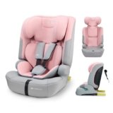 Kinderkraft SAFETY FIX 3 PRO I-SIZE 76-150 cm Seggiolino Auto 9-36 kg isofix, Alzatina auto bimbi, Poggiatesta regolazione, Cinture di sicurezza, extra TOP TETHER, Facile da pulire, Rosa