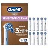 Oral-B Testine Di Ricambio per Spazzolino Elettrico, 10 Testine Oral B Pro Sensitive Clean Bianche Autentiche, Confezione Adatta Alla Buca Delle Lettere
