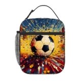 DJYQBFA Art Football Lunch Box for Women Men Kids Adult Insulated Lunch Bag Reusable Lunch Cooler Tote Bag Portable Lunchbox for School Work Picnic